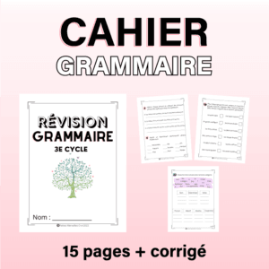 Cahier d'exercices pour la révision de grammaire pour les élèves de 5e et 6e année du primaire.