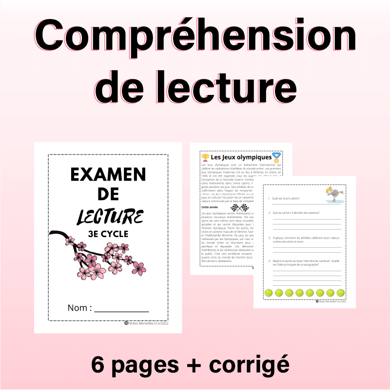 Compréhension de lecture pour les élèves de 5e et 6e année au 3e cycle du primaire.