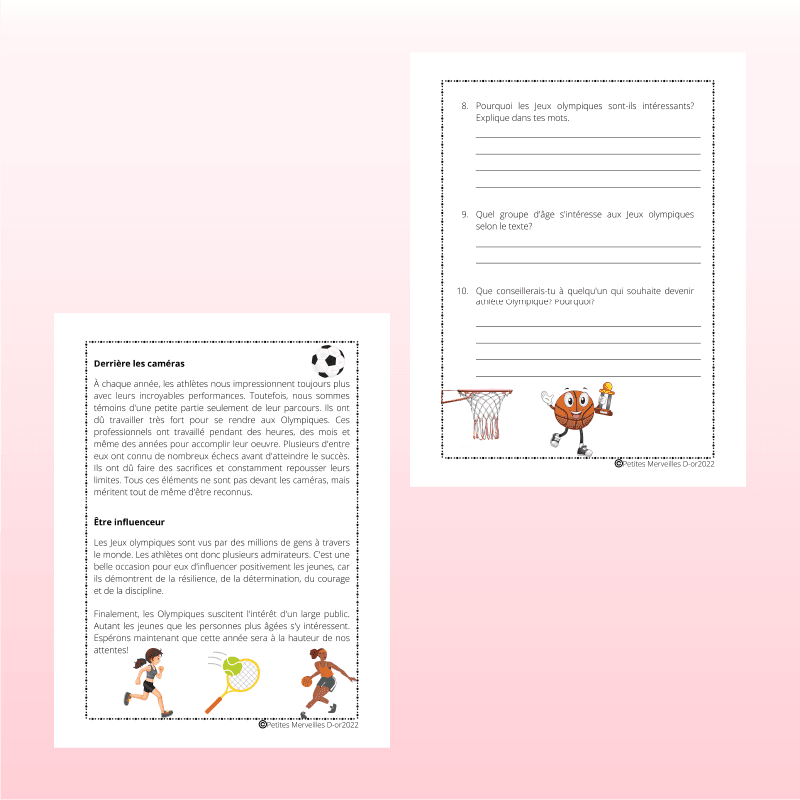 Compréhension de lecture pour les élèves de 5e et 6e année au 3e cycle du primaire.