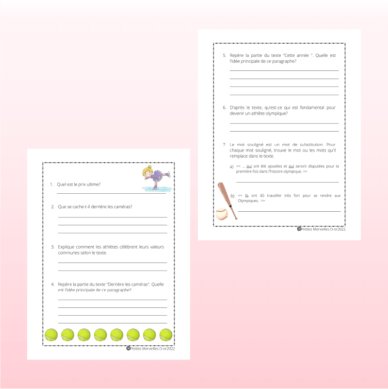 Compréhension de lecture pour les élèves de 5e et 6e année au 3e cycle du primaire.