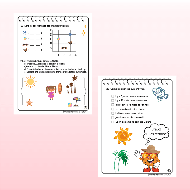 Cahier d'exercices mathématiques 1ère année du primaire.