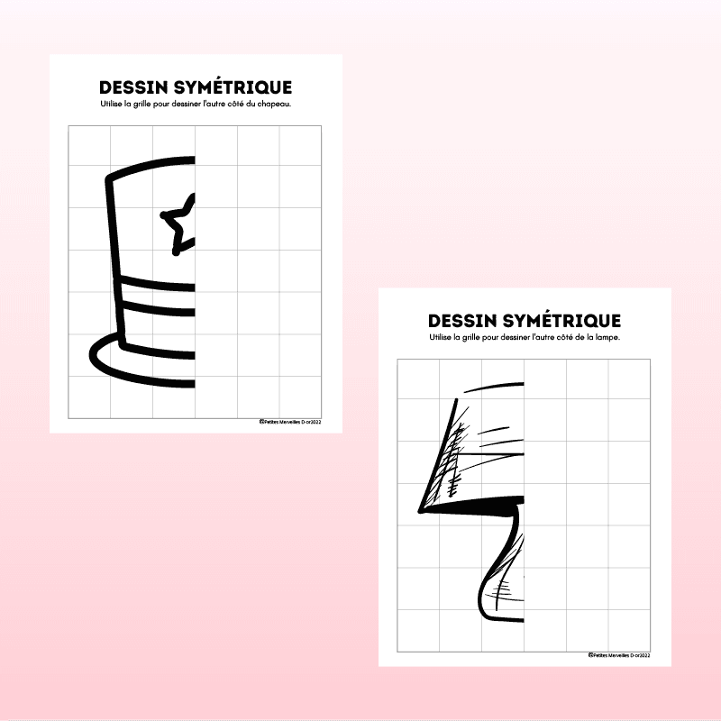 Cahier de dessins symétriques à imprimer pour enfants au primaire.