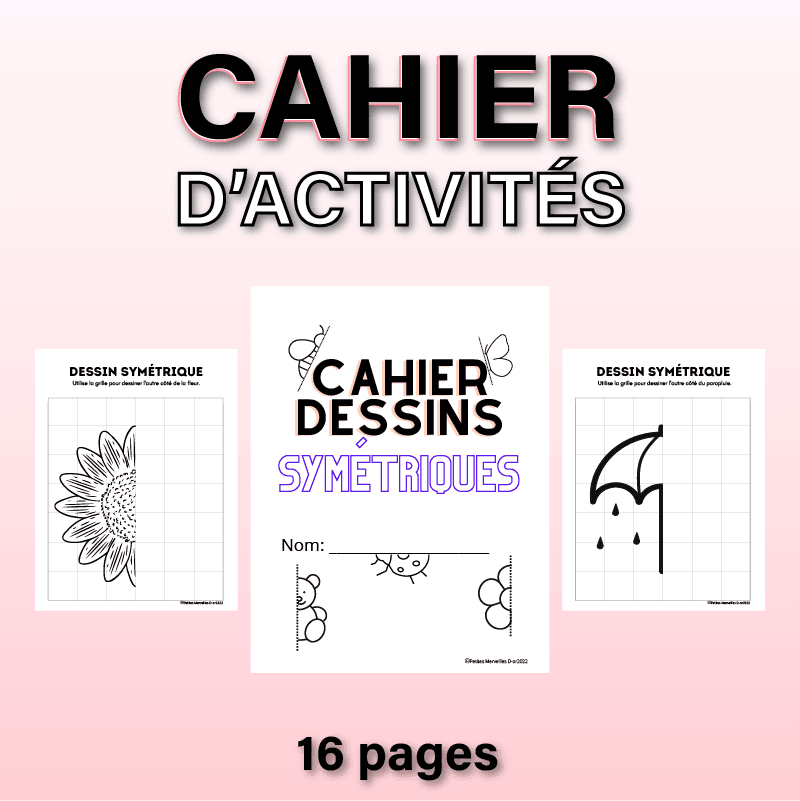 Cahier de dessins symétriques à imprimer pour enfants au primaire.