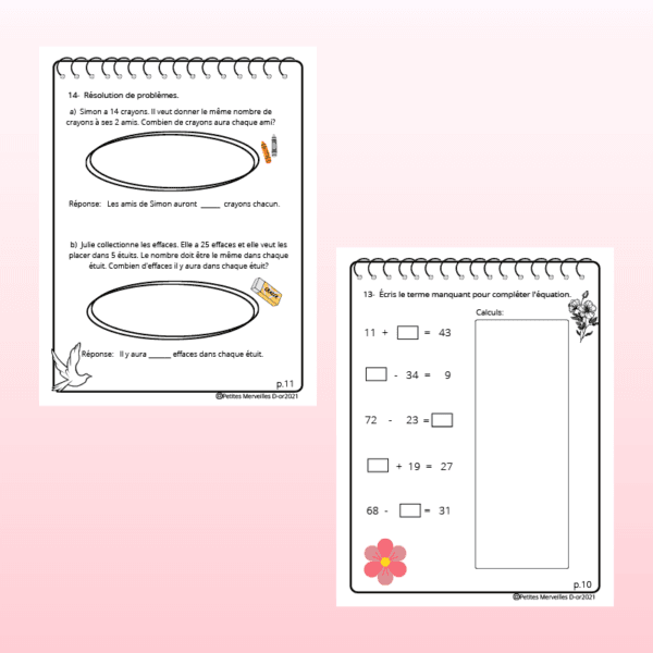 Cahier de révision mathématique 1er et 2e année du primaire.