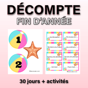 Décompte de fin d'année scolaire à imprimer avec activités.