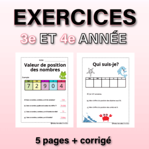 Valeur de position des nombres pour la 3e et 4e année du primaire.