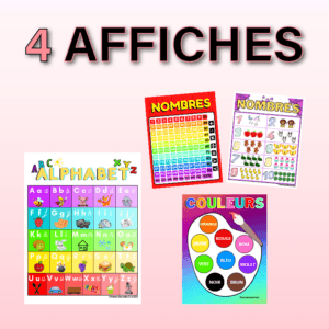 Affiches éducatives pour la classe pour apprendre l'alphabet, les nombres et les couleurs.