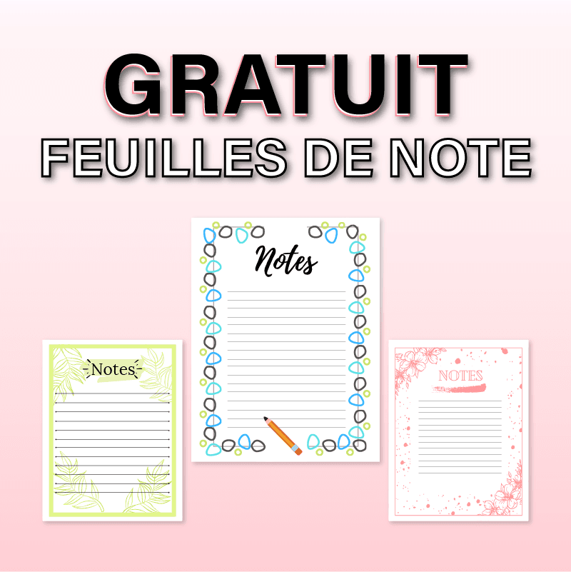 Feuilles de note à imprimer gratuitement pour la classe et le bureau.