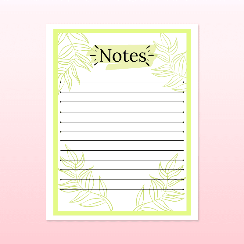 Feuilles de note à imprimer gratuitement pour la classe et le bureau.